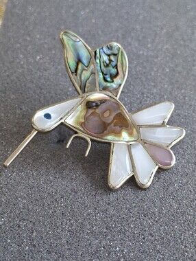 Mexico Vintage Alpaca Silver Hummingbird Brooch / Pendant.